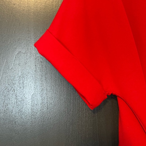 Worthington Red Tie-Front Short-Sleeve Tailored Blouse (Small) - Picture 4 of 8